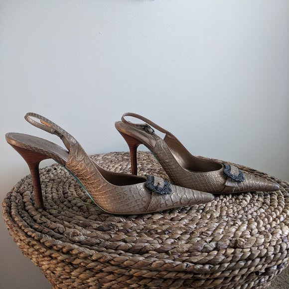 Carlos Santana Pointed Toe Faux Gator Slingback 8 - Picture 10 of 12